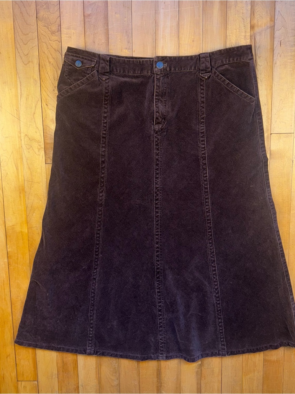 Eddie Bauer Dark Brown Corduroy A-Line Skirt